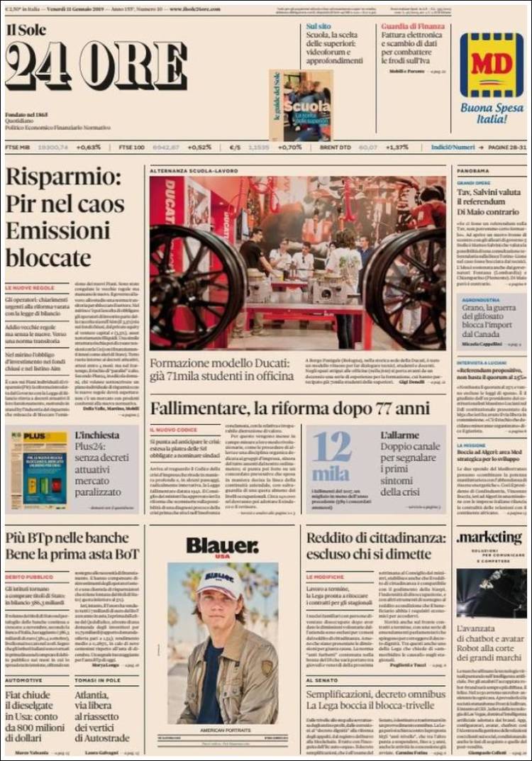 Portada de Il Sole 24 ORE (Italia)