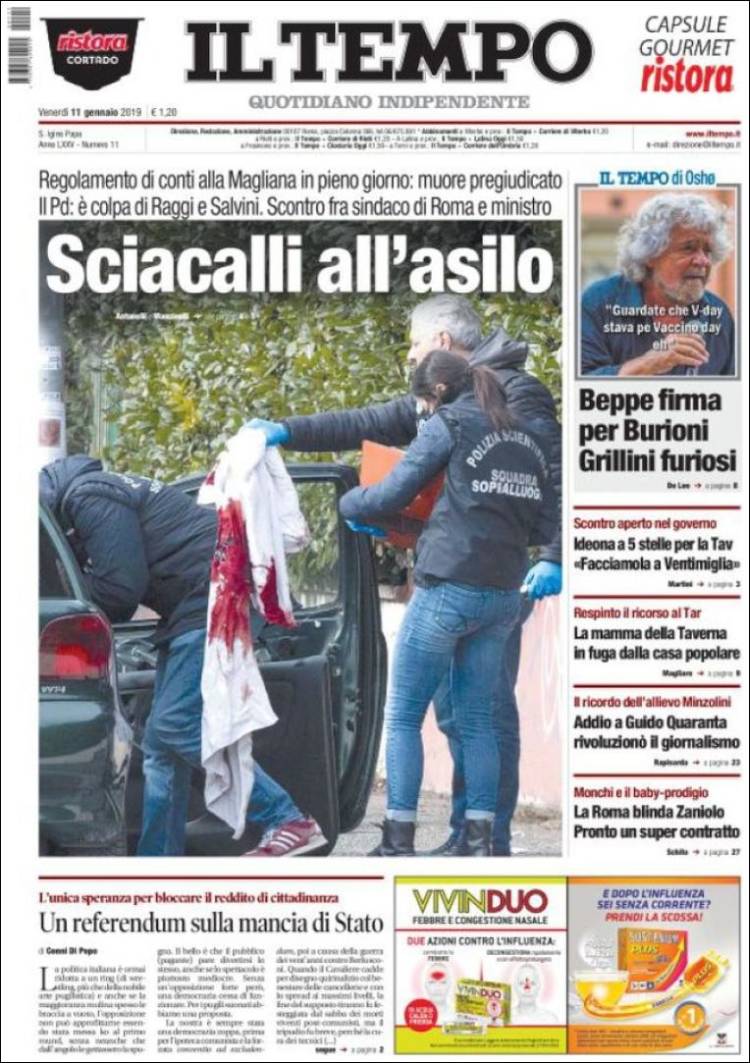 Portada de Il Tempo (Italia)
