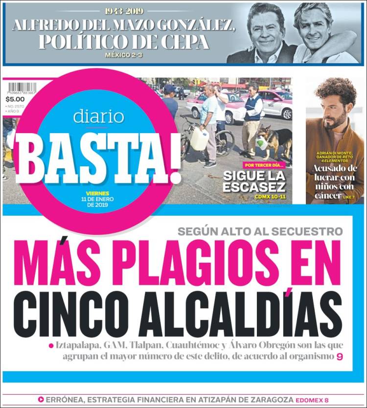 Portada de Diario Basta (México)