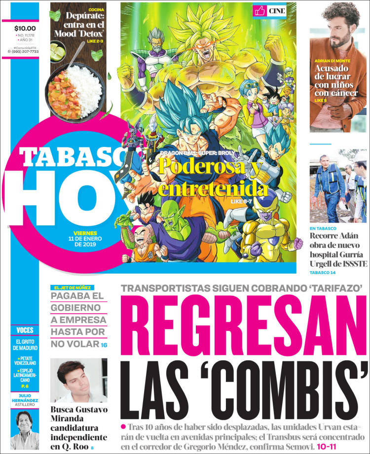 Portada de Tabasco Hoy (México)