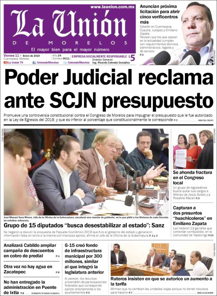 Portada de La Unión de Morelos (México)