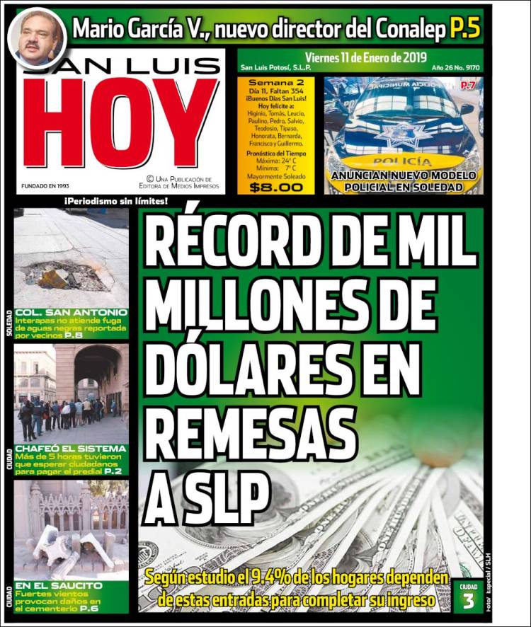 Portada de San Luis Hoy (México)