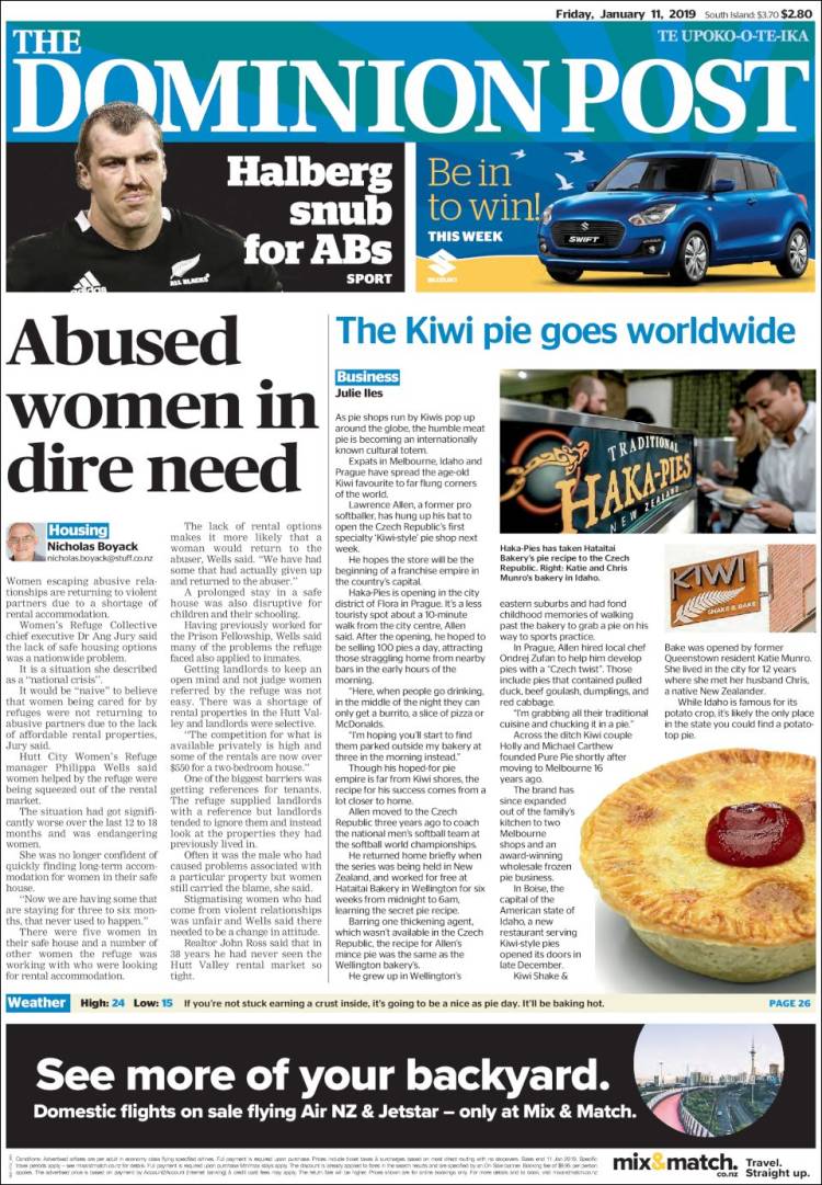 Portada de The Dominion Post (Nueva Zelanda)