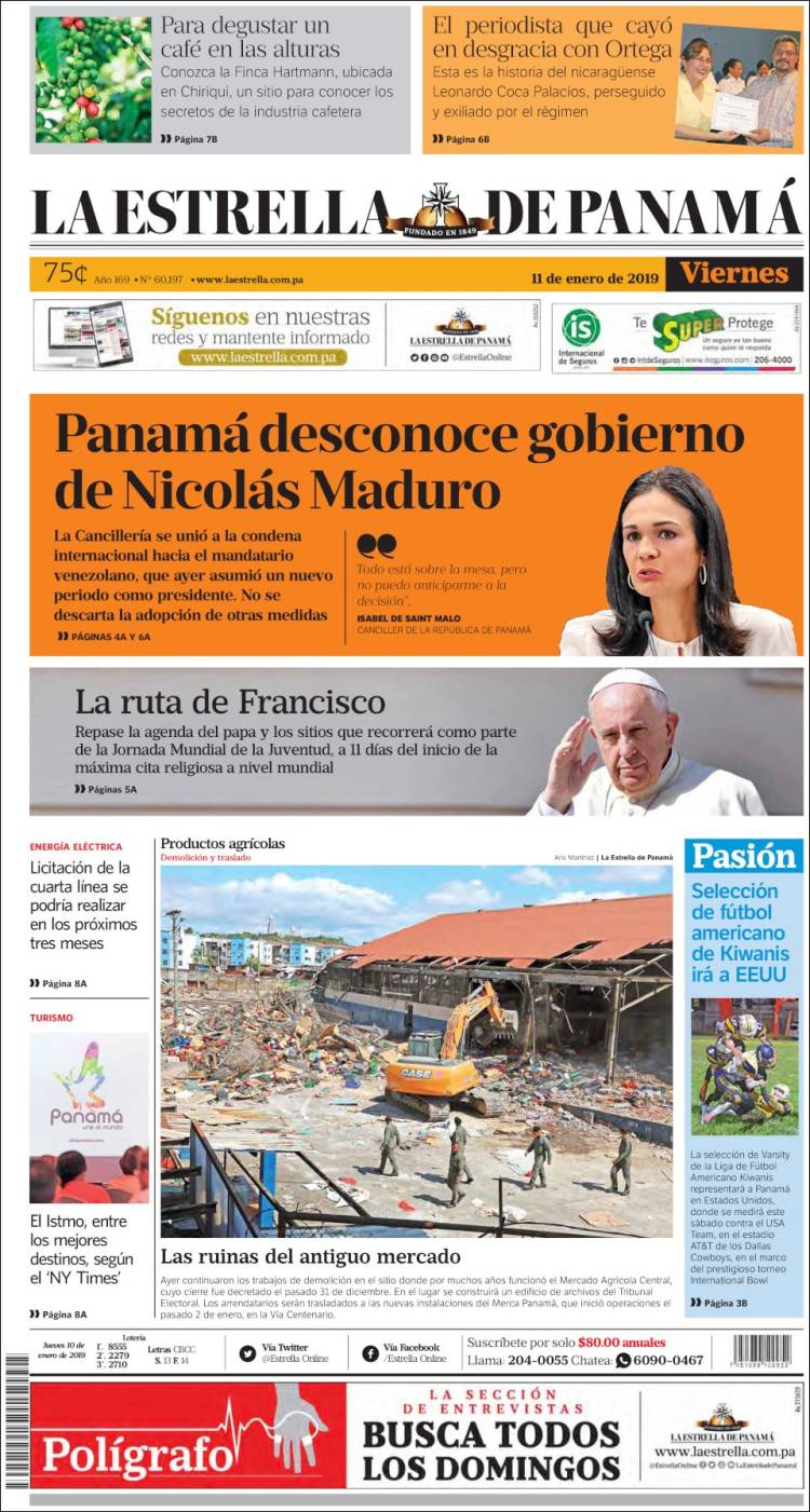 Portada de La Estrella de Panamá (Panamá)