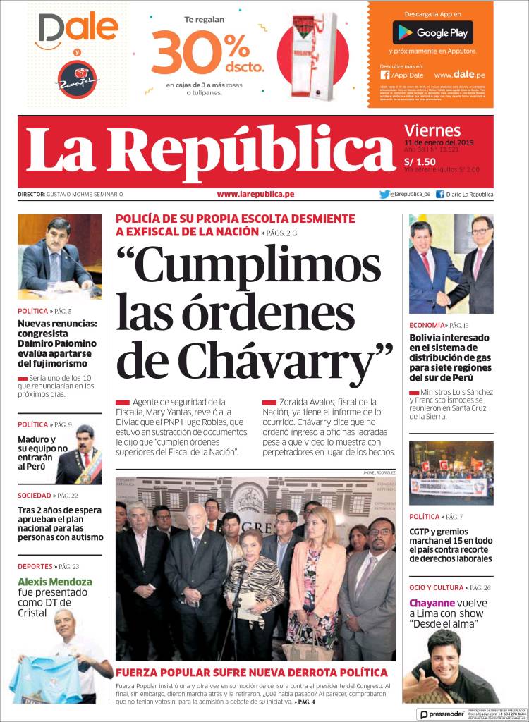 Portada de La Republica (Per&uacute;)