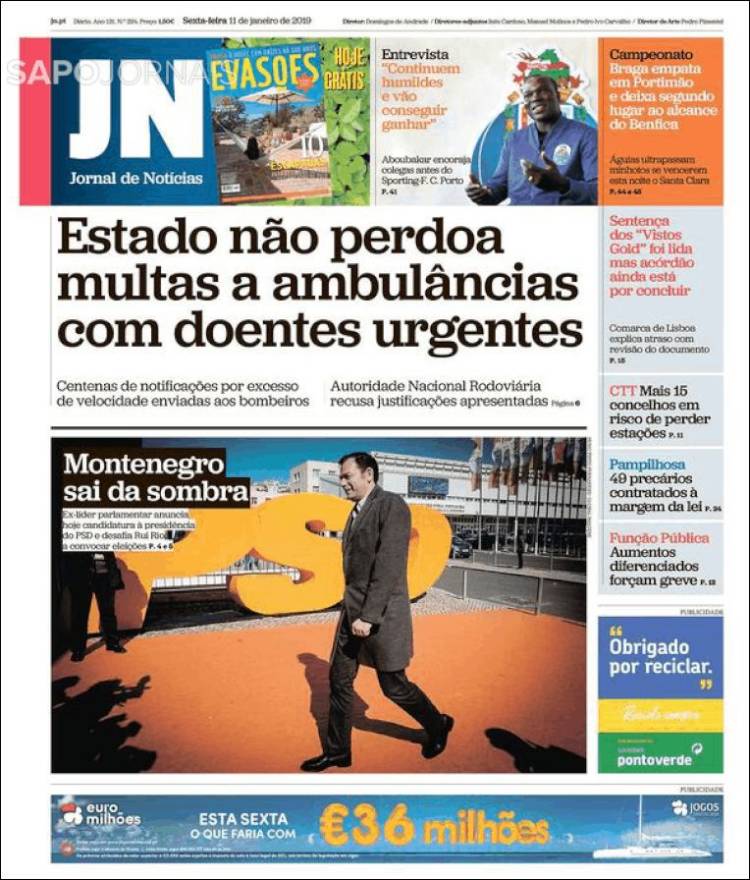 Portada de Jornal de Notícias (Portugal)