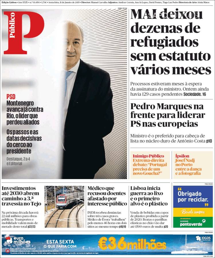 Portada de Público (Portugal)