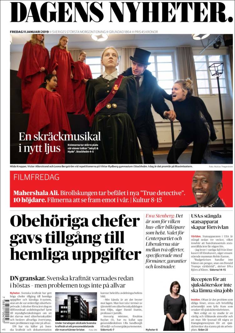 Portada de Dagens Nyheter (Suecia)
