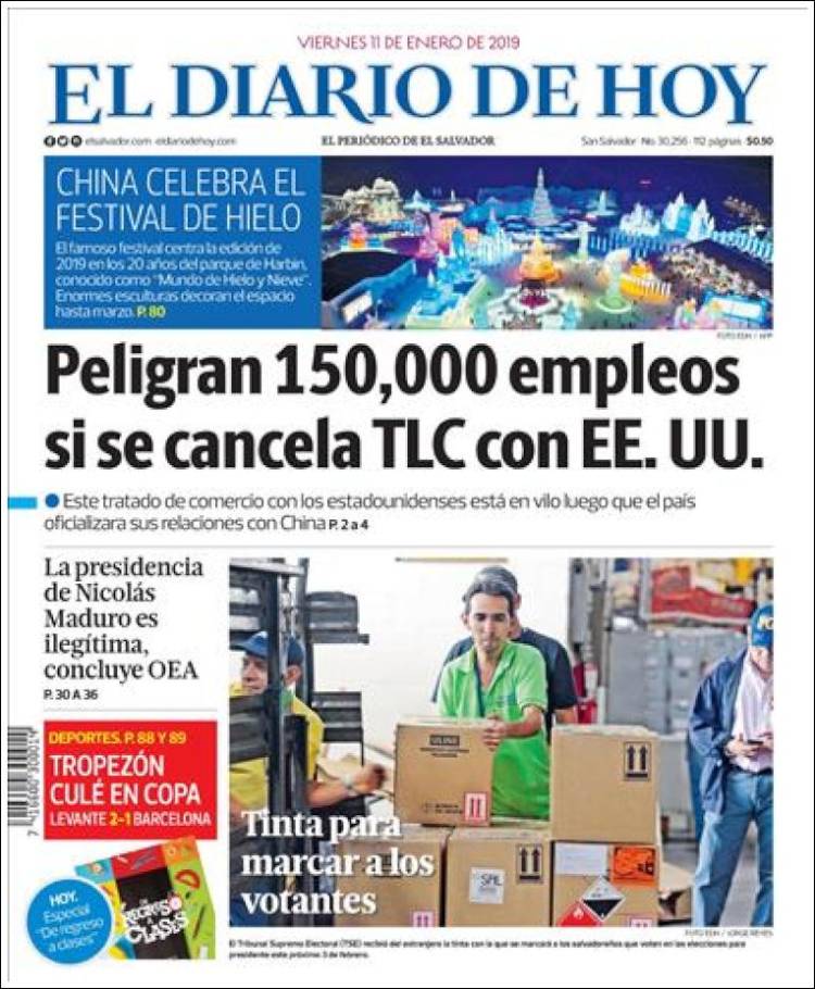 Portada de El Diario de Hoy (El Salvador)