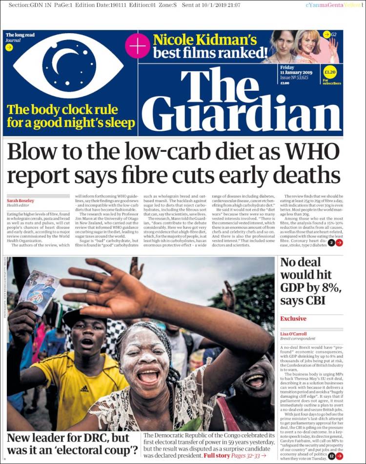 Portada de The Guardian (Reino Unido)
