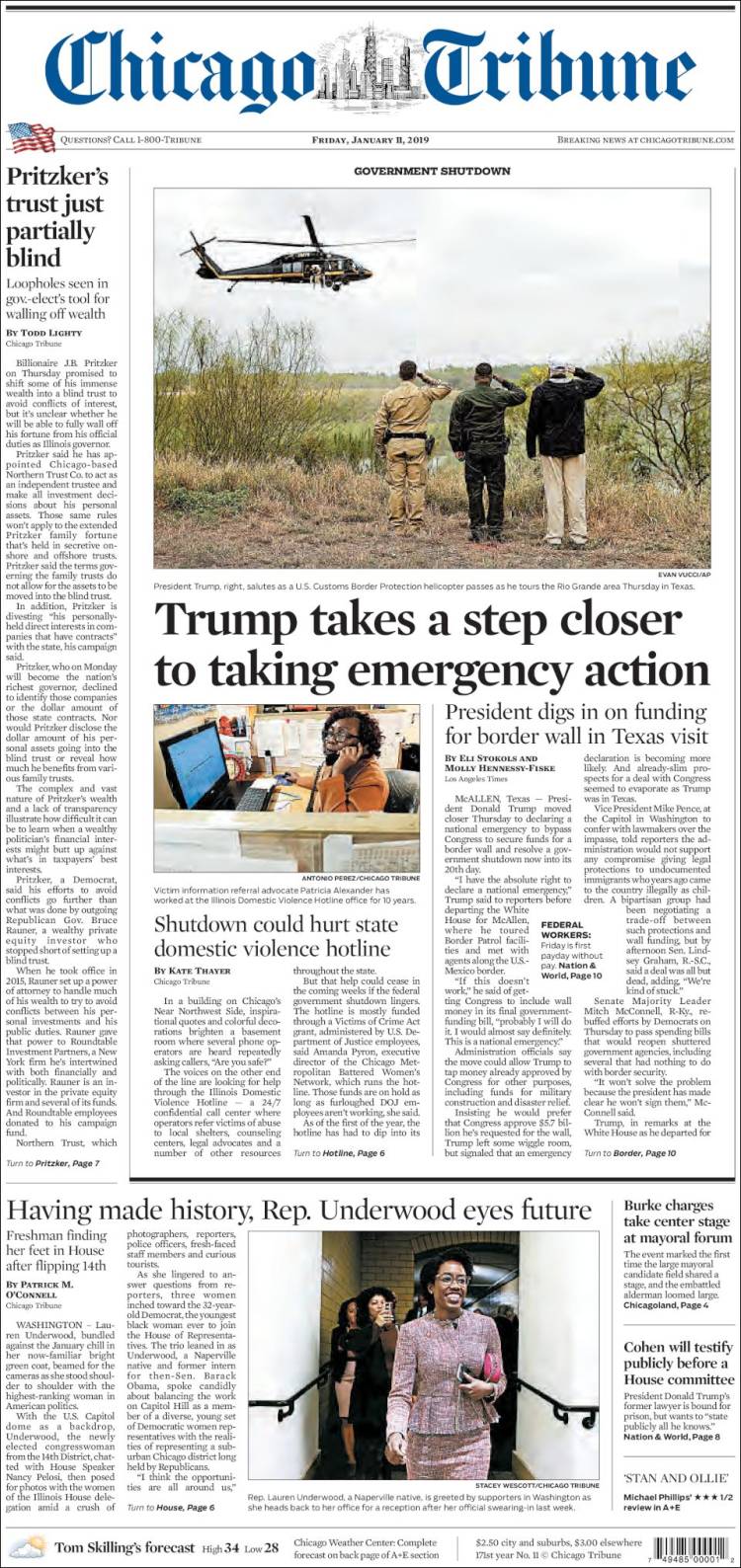 Portada de Chicago Tribune (USA)