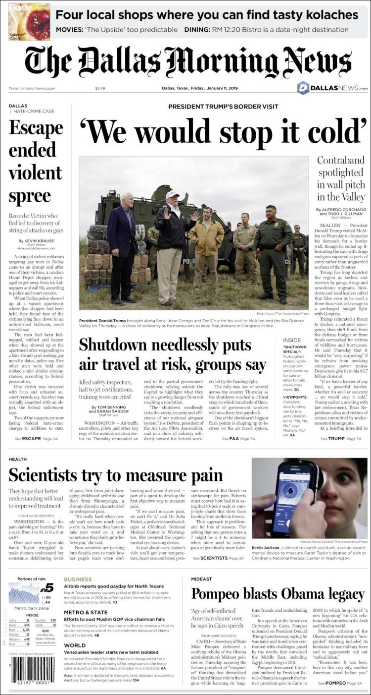 Portada de Dallas Morning News (USA)