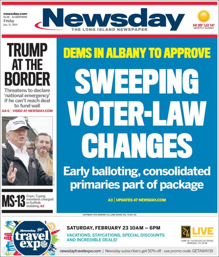 Portada de Newsday (USA)