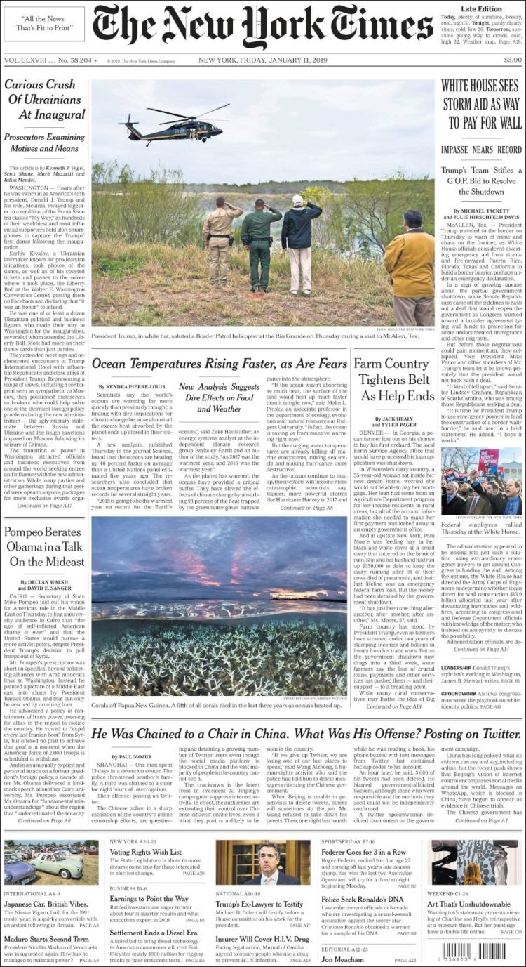 Portada de New York Times (USA)