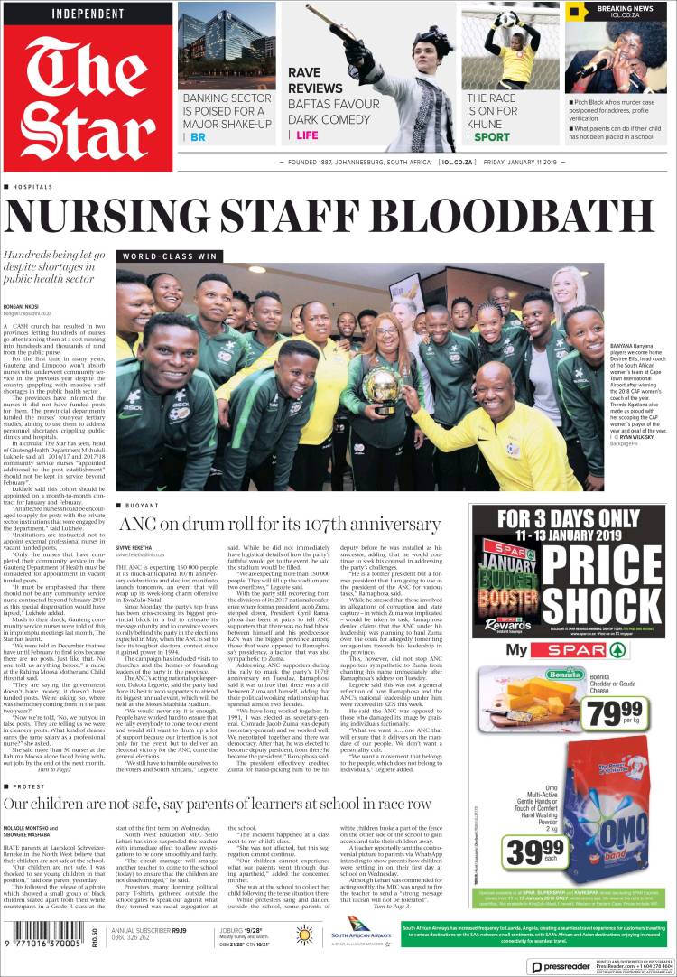 Portada de The Star (Sud&aacute;frica)