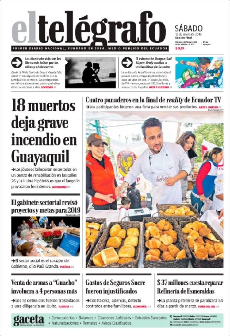 Portada de El Telégrafo (Ecuador)
