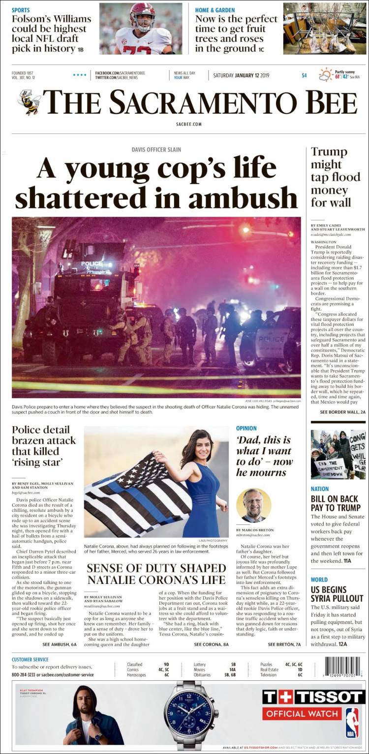 Portada de The Sacramento Bee (USA)