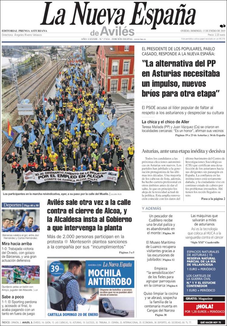 Portada de La Nueva España - Avilés (España)