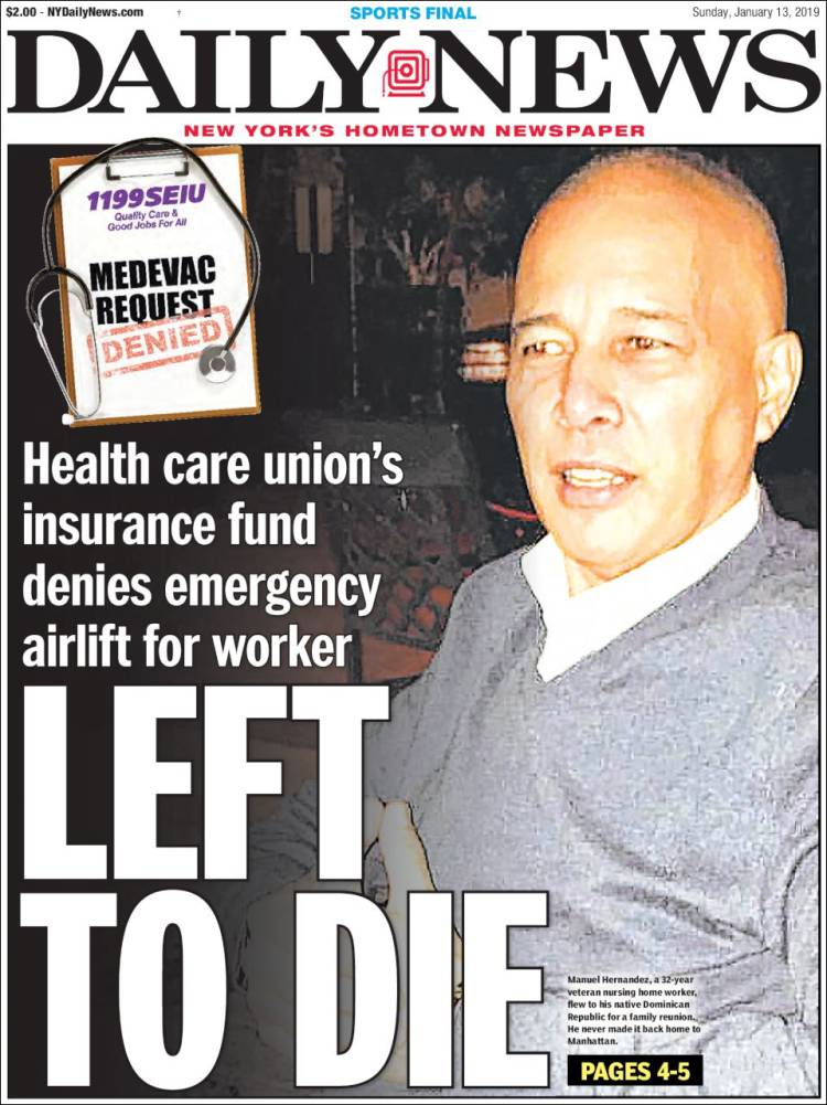 Portada de Daily News - New York (USA)