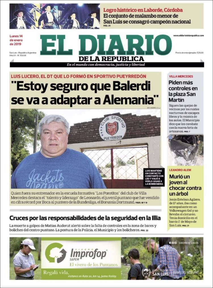 Portada de Diario de la República (Argentina)