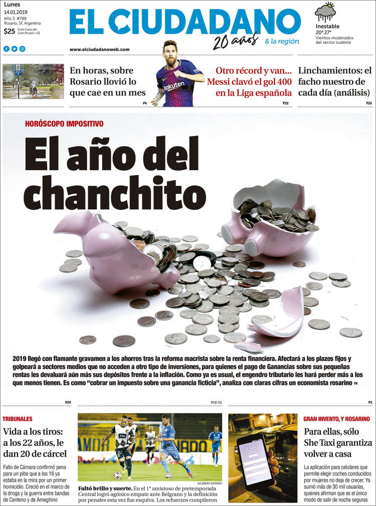 Portada de Diario El Ciudadano (Argentina)