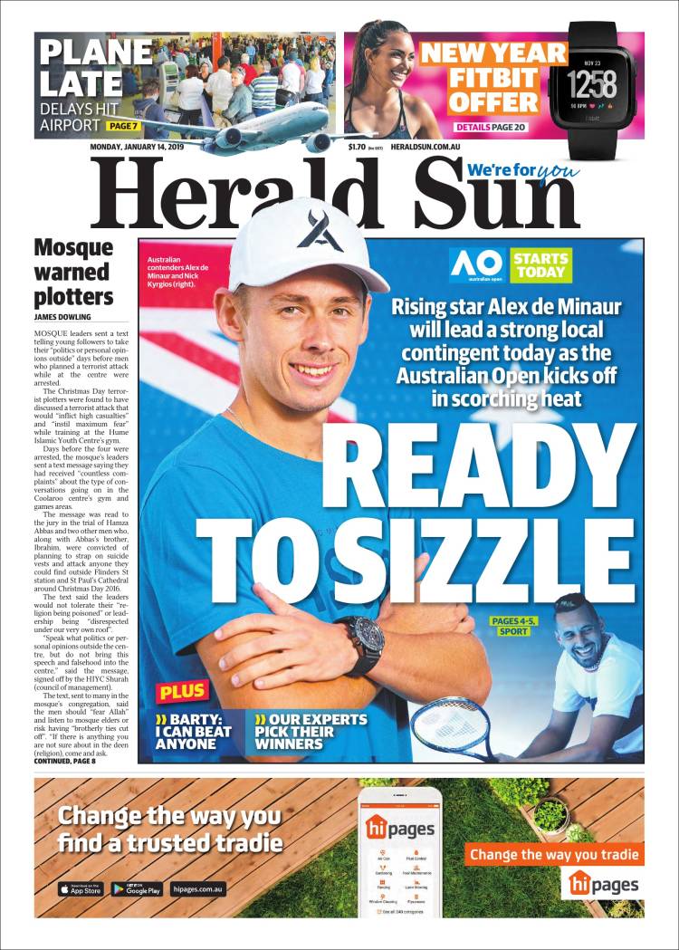 Portada de Herald Sun (Australia)
