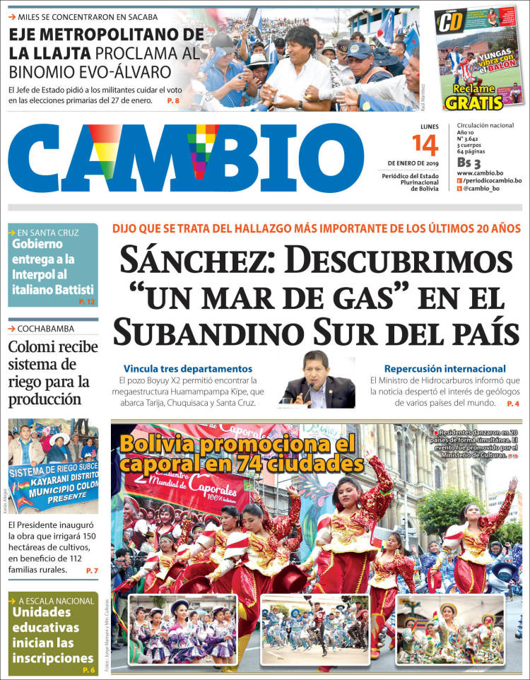 Portada de Cambio (Bolivia)