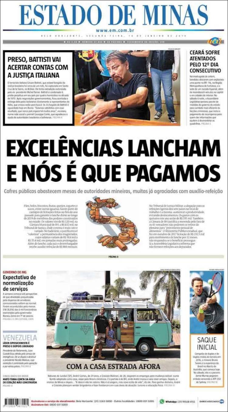 Portada de Jornal Estado de Minas (Brasil)