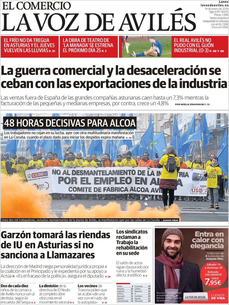 Portada de El Comercio - Avilés (España)