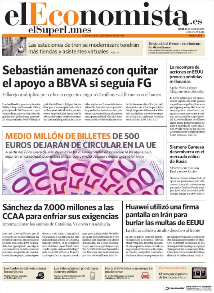Portada de El Economista (Espa&ntilde;a)