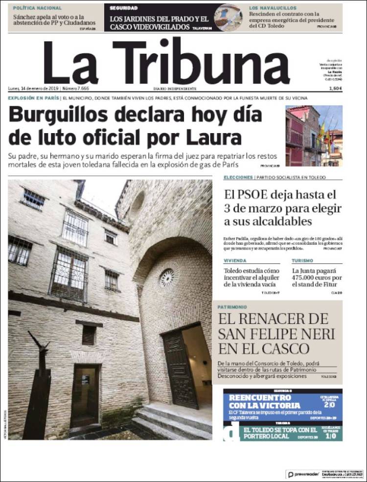 Portada de La Tribuna de Toledo (España)