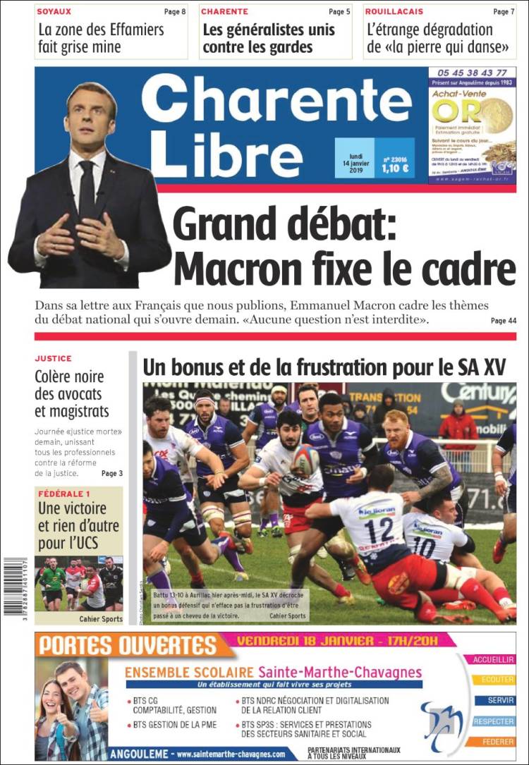 Portada de Charente Libre (Francia)