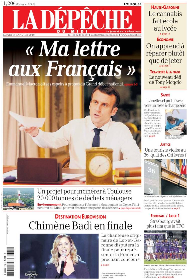 Portada de La Dépêche du Midi (Francia)