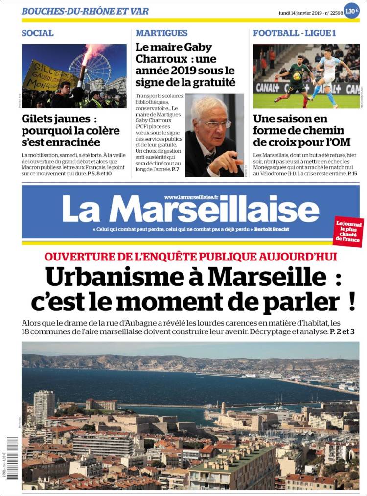 Portada de La Marseillaise (Francia)