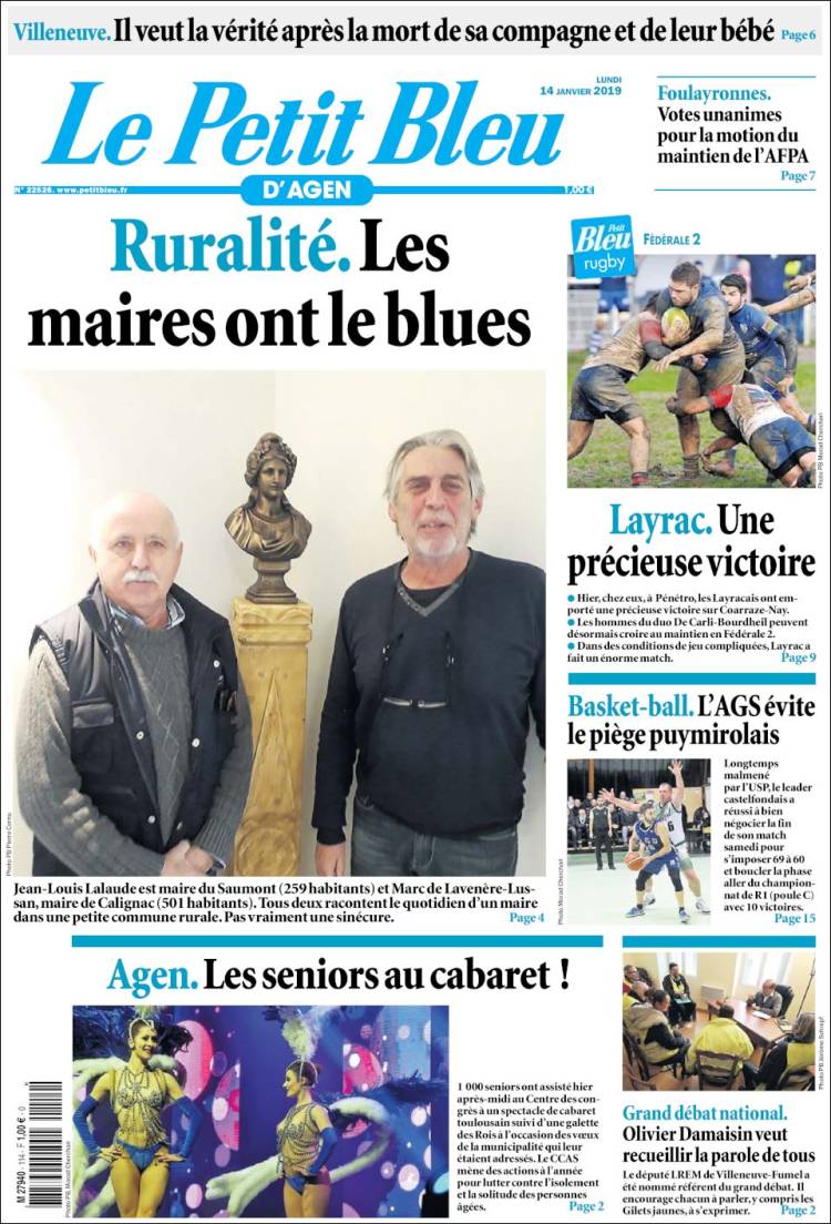 Portada de Le Petit Bleu (Francia)