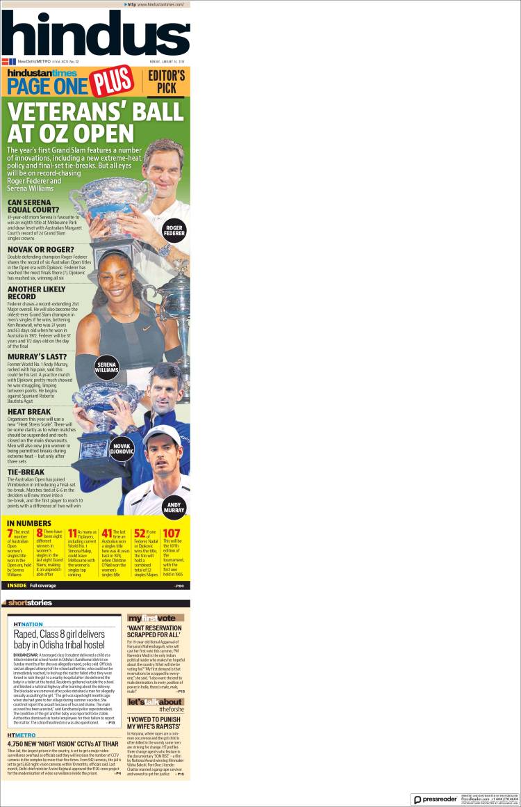 Portada de Hindustan Times (India)