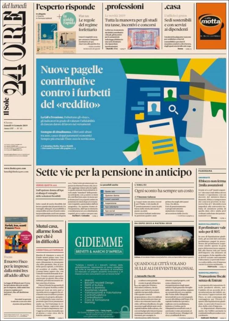 Portada de Il Sole 24 ORE (Italia)