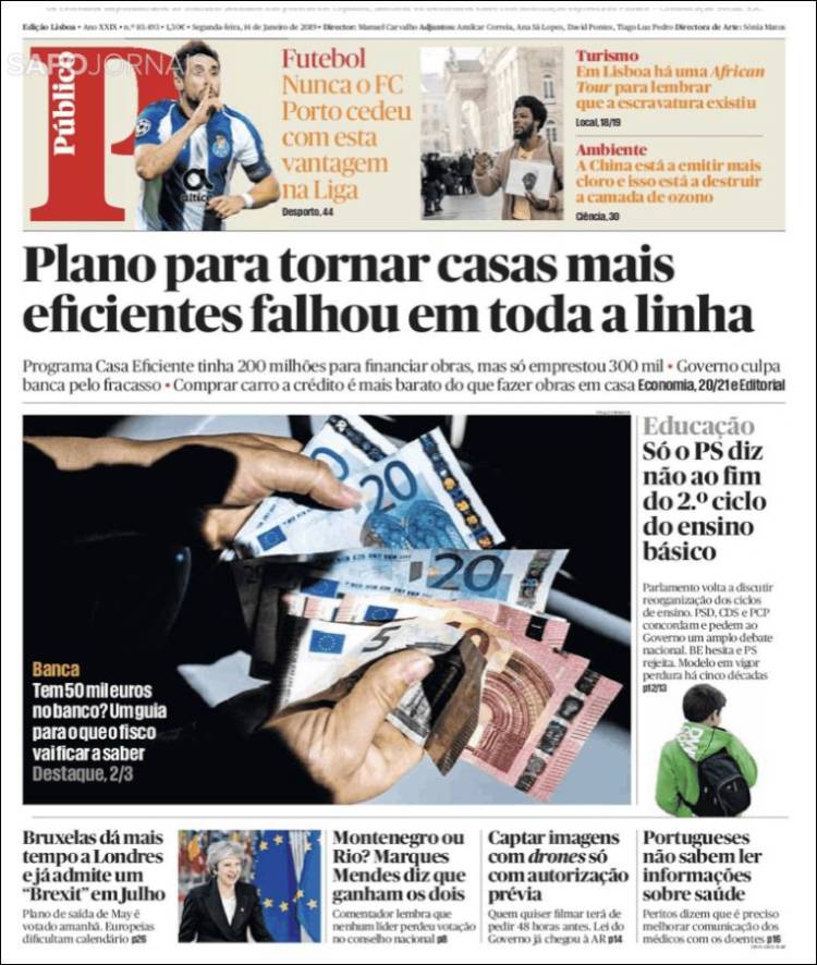 Portada de Público (Portugal)