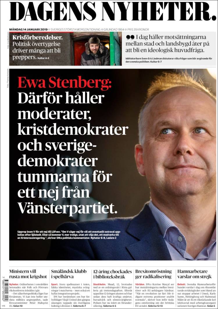 Portada de Dagens Nyheter (Suecia)