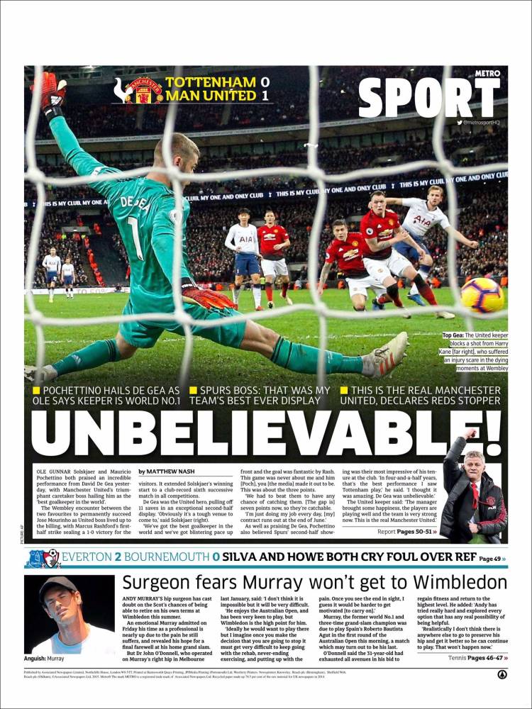 Portada de Metro Sport (Reino Unido)