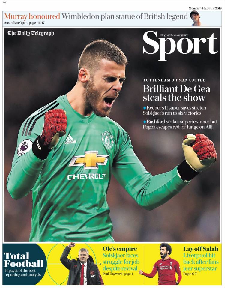 Portada de Telegraph Sport (Reino Unido)