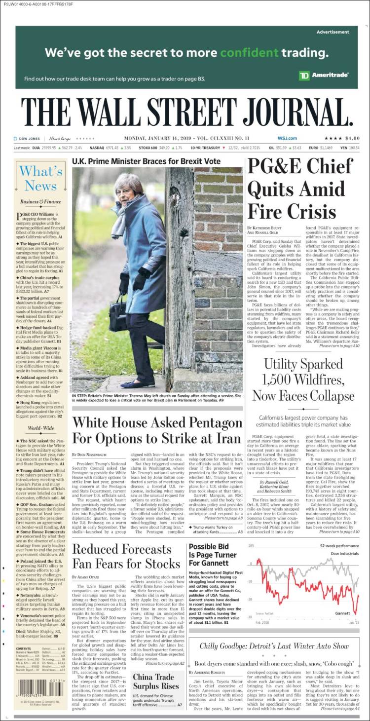 Portada de Wall Street Journal (USA)