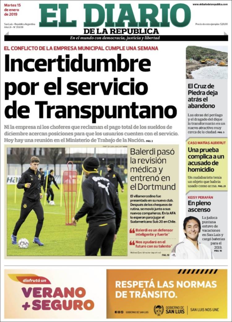 Portada de Diario de la República (Argentina)