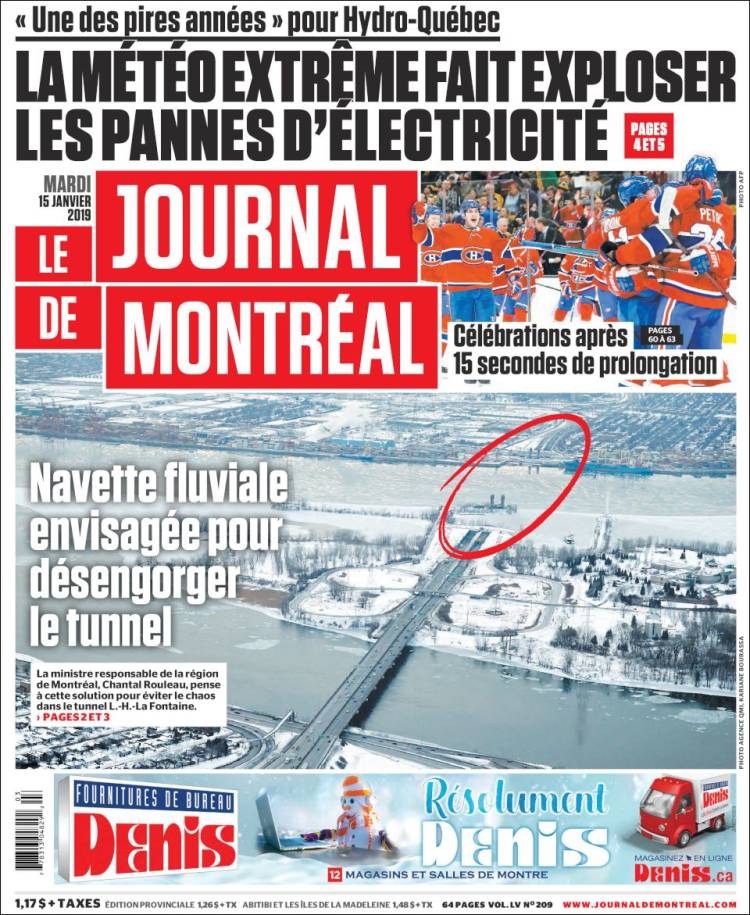 Portada de Le Journal de Montréal (Canadá)