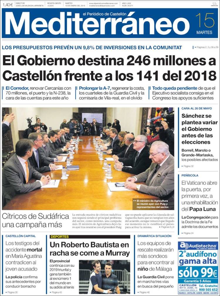 Portada de El Periódico Mediterraneo (España)