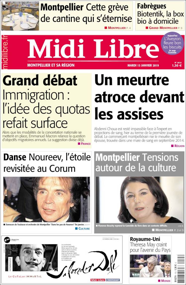 Portada de Midi Libre (Francia)