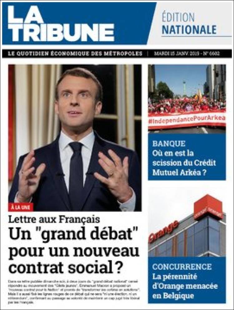 Portada de La Tribune (Francia)
