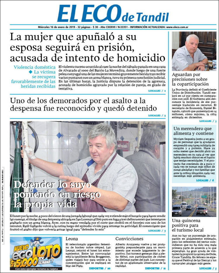 Portada de El Eco de Tandil (Argentina)