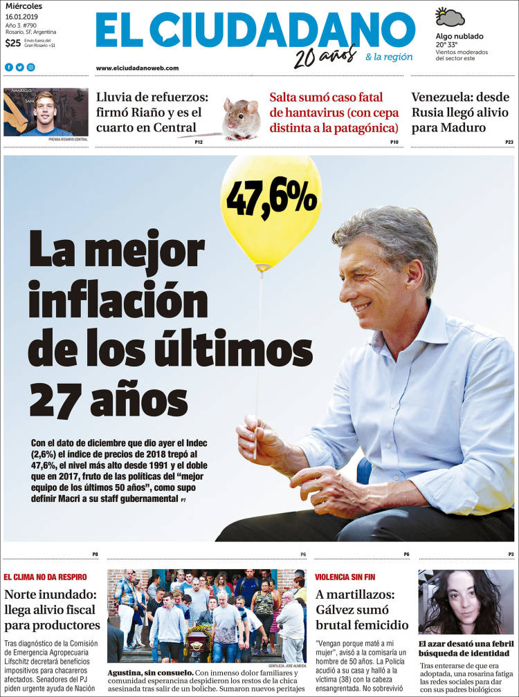 Portada de Diario El Ciudadano (Argentina)