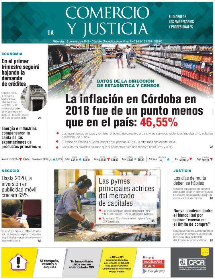 Portada de Comercio y Justicia (Argentina)